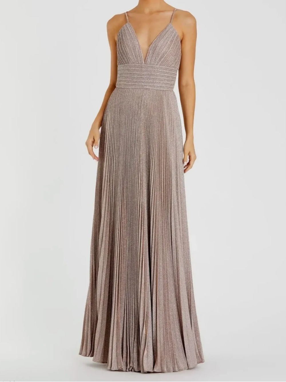 NWOT Ieena Mac Duggal blush glitter pleated gown